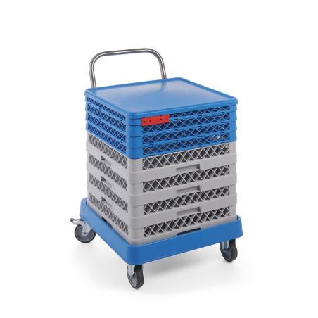 Trolley for dishwasher racks with handle