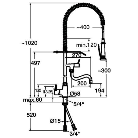 Mitigeur avec croisillons 40L-1801B - 2