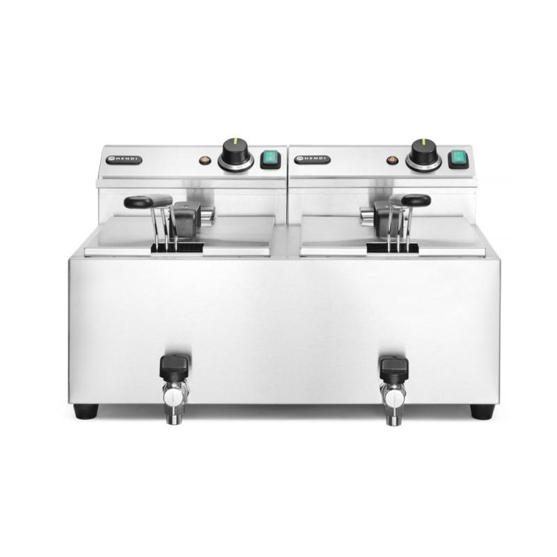 Deep fryer with drain tap, 2x8 L