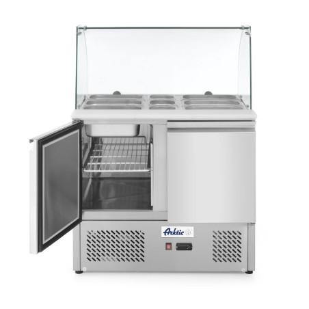 Saladette 2 portes avec vitrine réfrigérée en verre 300L