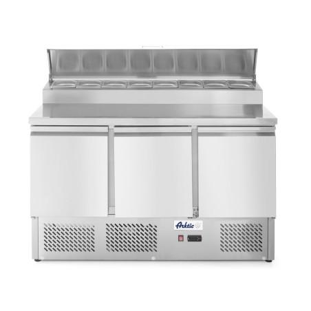 Saladette 3 portes avec vitrine réfrigérée GN surélevée 380L