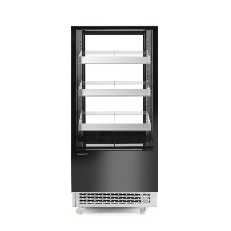 Refrigerated display cabinets with 3 slanted shelves