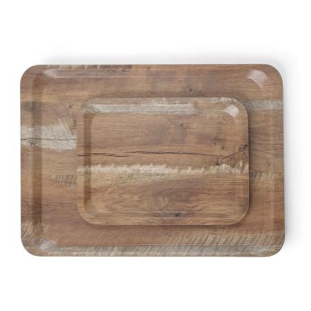 Serving tray with melamine laminate, non slip, with wood design - 2