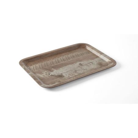 Serving tray with melamine laminate, non slip, with wood design - 3
