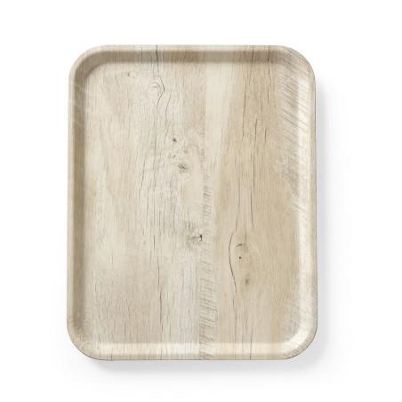 Serving tray with melamine laminate, non slip, with wood design - 4