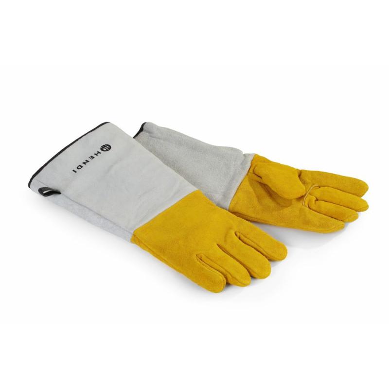 Heat resistant leather barbecue gloves - 2 pcs