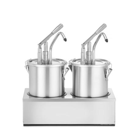 Set: 2 x Stainless steel sauce container with dispenser - 1