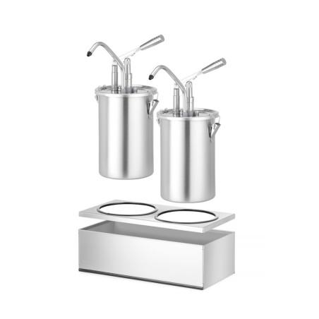 Set: 2 x Stainless steel sauce container with dispenser - 3