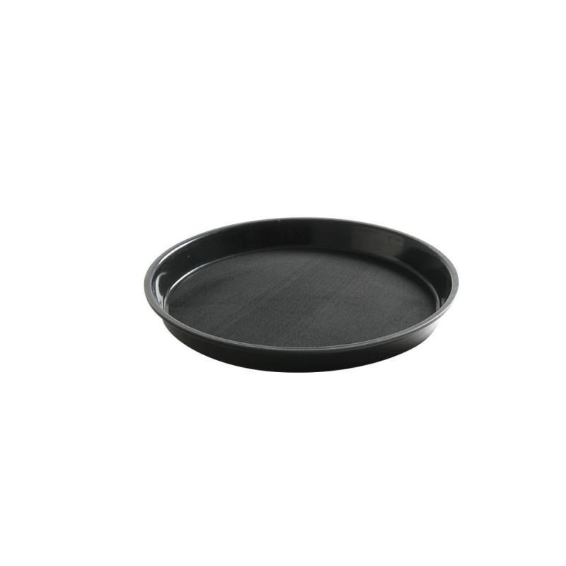 Plateau de service, rond, antidérapant, bord haut