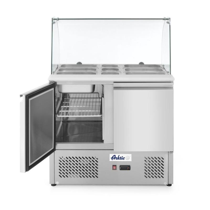 Two door salad counter with glass display 300L