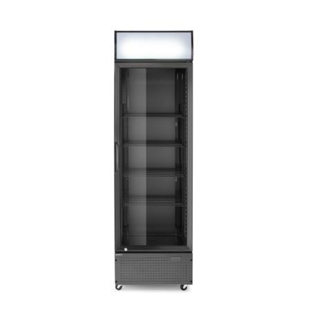 Back bar refrigerator with a backlit panel, single-door