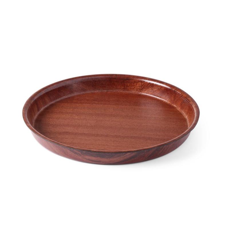 Serving tray, round, non-slip, high rim, laminated