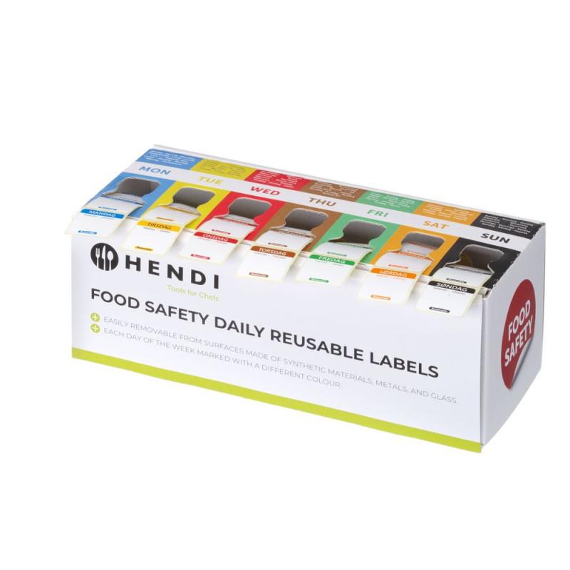 Set of food safety stickers, multi-use, easy removable, with dispenser